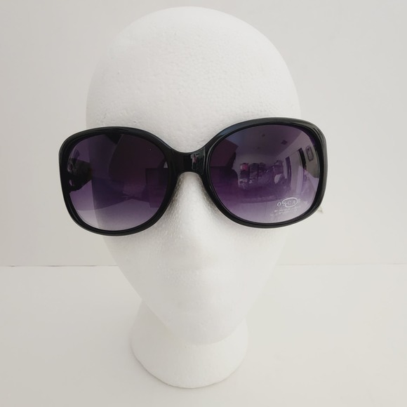 Oscar de la Renta Accessories - Oscar de la Renta Large Black Animal Print Sunglasses Oversized Rounded Square